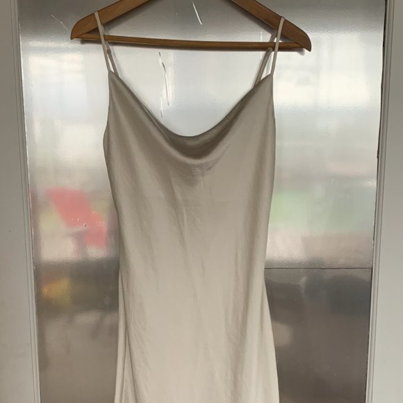 Wilfred Only Satin Cowlneck Slip Dress Midi Bias Ivory Small Bridal Bachelorette - Picture 3 of 6